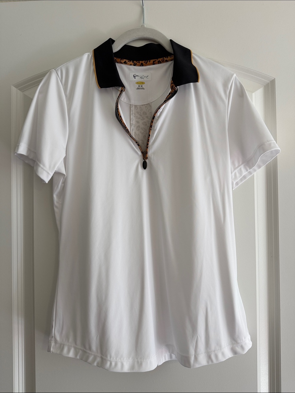 Gymshark White Cheetah Polo